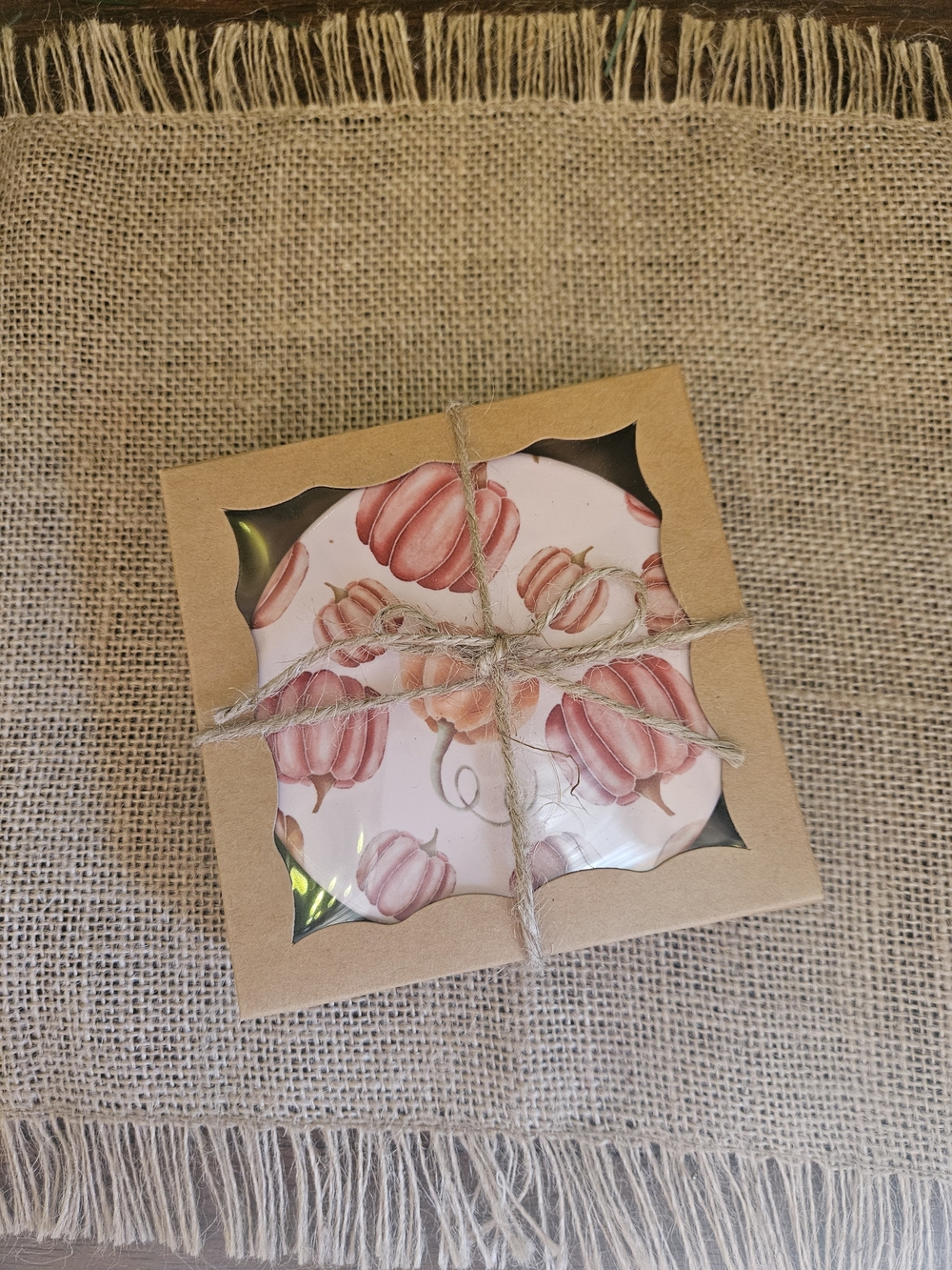 Pink Pumpkin Decorative Coasters Set Of 4